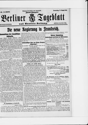 Berliner Tageblatt und Handels-Zeitung vom 27.08.1914
