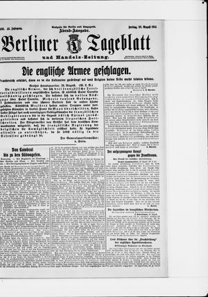 Berliner Tageblatt und Handels-Zeitung vom 28.08.1914