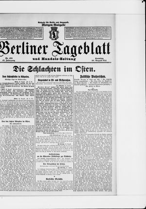Berliner Tageblatt und Handels-Zeitung vom 30.08.1914