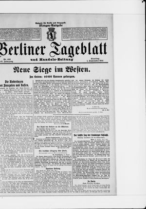 Berliner Tageblatt und Handels-Zeitung vom 01.09.1914