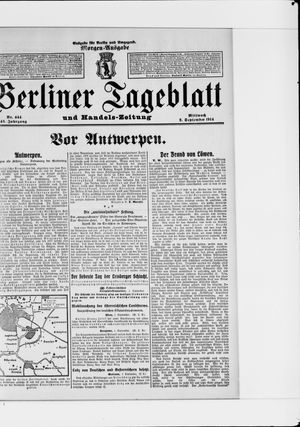 Berliner Tageblatt und Handels-Zeitung vom 02.09.1914