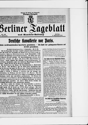 Berliner Tageblatt und Handels-Zeitung vom 04.09.1914