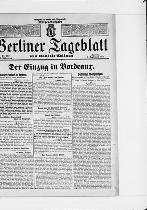 Berliner Tageblatt und Handels-Zeitung vom 06.09.1914