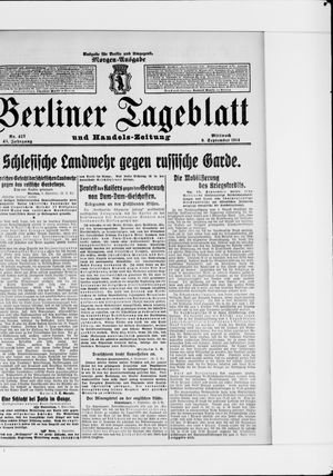 Berliner Tageblatt und Handels-Zeitung vom 09.09.1914