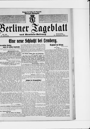 Berliner Tageblatt und Handels-Zeitung vom 10.09.1914