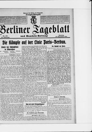 Berliner Tageblatt und Handels-Zeitung vom 13.09.1914