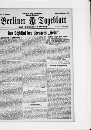 Berliner Tageblatt und Handels-Zeitung on Sep 14, 1914