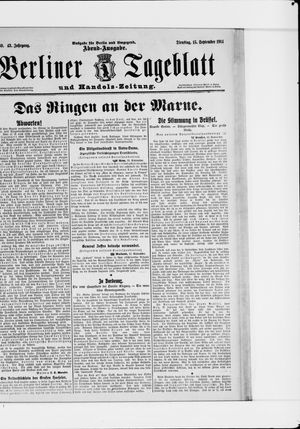Berliner Tageblatt und Handels-Zeitung vom 15.09.1914