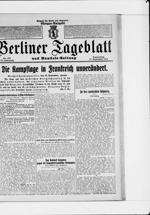 Berliner Tageblatt und Handels-Zeitung vom 17.09.1914