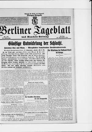 Berliner Tageblatt und Handels-Zeitung vom 18.09.1914