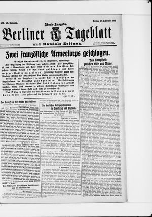 Berliner Tageblatt und Handels-Zeitung vom 18.09.1914