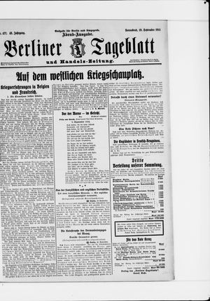 Berliner Tageblatt und Handels-Zeitung vom 19.09.1914