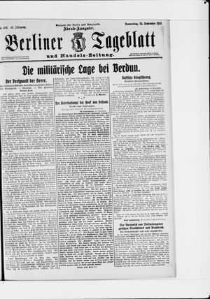 Berliner Tageblatt und Handels-Zeitung vom 24.09.1914