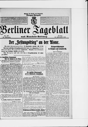 Berliner Tageblatt und Handels-Zeitung vom 25.09.1914