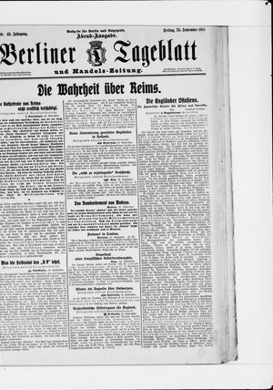 Berliner Tageblatt und Handels-Zeitung vom 25.09.1914