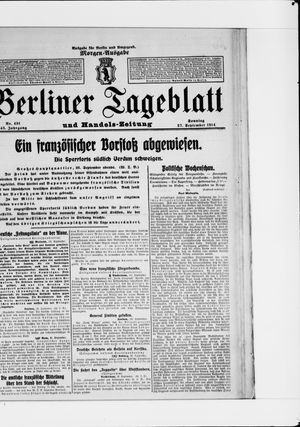 Berliner Tageblatt und Handels-Zeitung vom 27.09.1914