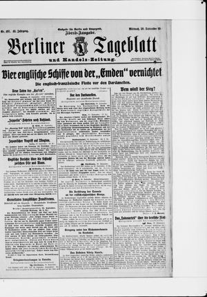 Berliner Tageblatt und Handels-Zeitung vom 30.09.1914