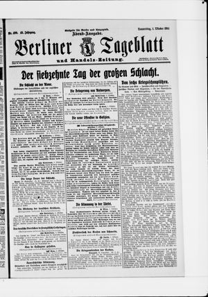 Berliner Tageblatt und Handels-Zeitung vom 01.10.1914