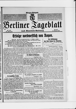 Berliner Tageblatt und Handels-Zeitung vom 02.10.1914