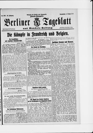 Berliner Tageblatt und Handels-Zeitung vom 03.10.1914