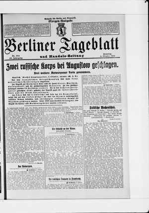 Berliner Tageblatt und Handels-Zeitung vom 04.10.1914