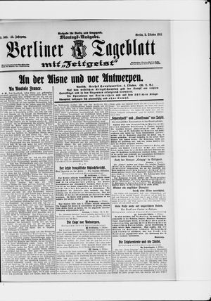 Berliner Tageblatt und Handels-Zeitung vom 05.10.1914