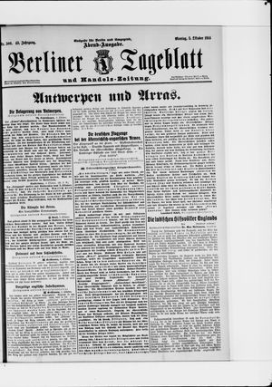 Berliner Tageblatt und Handels-Zeitung vom 05.10.1914