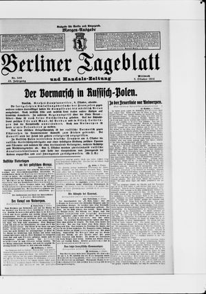 Berliner Tageblatt und Handels-Zeitung vom 07.10.1914