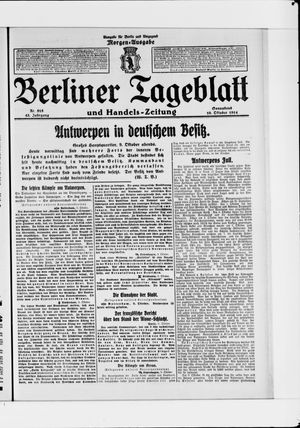 Berliner Tageblatt und Handels-Zeitung vom 10.10.1914