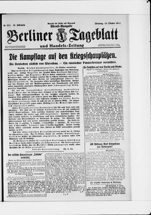Berliner Tageblatt und Handels-Zeitung vom 13.10.1914