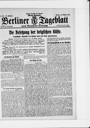 Berliner Tageblatt und Handels-Zeitung vom 16.10.1914