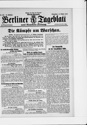 Berliner Tageblatt und Handels-Zeitung vom 17.10.1914
