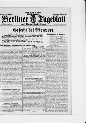 Berliner Tageblatt und Handels-Zeitung vom 20.10.1914