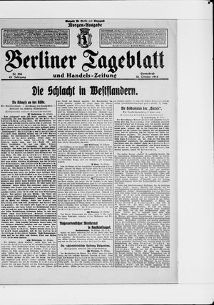 Berliner Tageblatt und Handels-Zeitung vom 31.10.1914