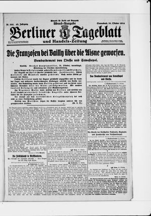 Berliner Tageblatt und Handels-Zeitung vom 31.10.1914