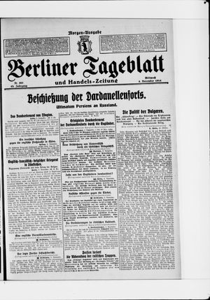 Berliner Tageblatt und Handels-Zeitung vom 04.11.1914