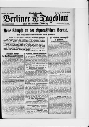 Berliner Tageblatt und Handels-Zeitung vom 13.11.1914