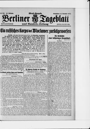 Berliner Tageblatt und Handels-Zeitung vom 14.11.1914