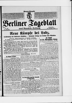 Berliner Tageblatt und Handels-Zeitung vom 19.11.1914