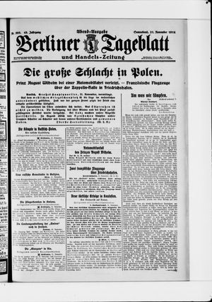 Berliner Tageblatt und Handels-Zeitung vom 21.11.1914