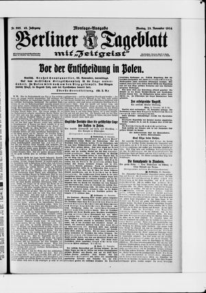Berliner Tageblatt und Handels-Zeitung vom 23.11.1914