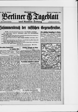 Berliner Tageblatt und Handels-Zeitung vom 25.11.1914