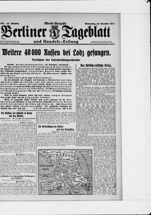 Berliner Tageblatt und Handels-Zeitung vom 26.11.1914