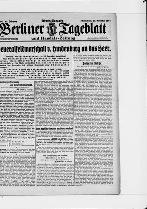 Berliner Tageblatt und Handels-Zeitung vom 28.11.1914