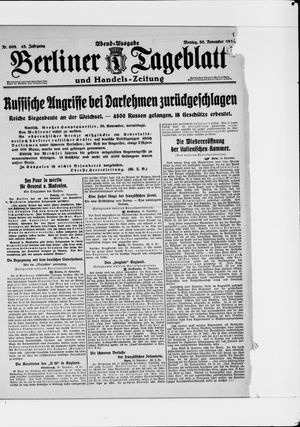 Berliner Tageblatt und Handels-Zeitung vom 30.11.1914