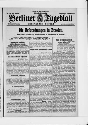 Berliner Tageblatt und Handels-Zeitung vom 03.12.1914