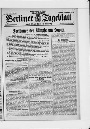 Berliner Tageblatt und Handels-Zeitung vom 09.12.1914