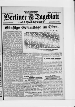 Berliner Tageblatt und Handels-Zeitung vom 14.12.1914