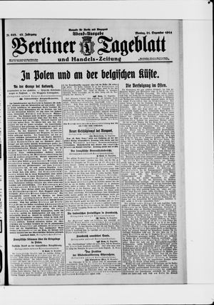 Berliner Tageblatt und Handels-Zeitung vom 21.12.1914