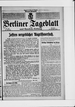 Berliner Tageblatt und Handels-Zeitung vom 22.12.1914